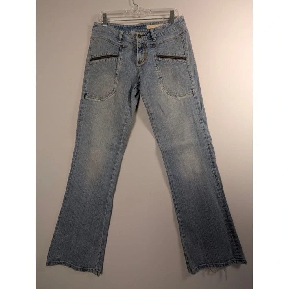 Akademiks Flare Jeans Mens 30 Light Wash Low Rise Embroidered Y2K 2000s